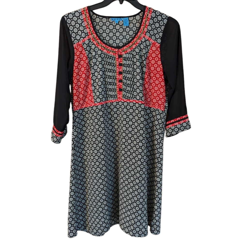 Blue Plate Size XL‎ Dress Black, Red, White